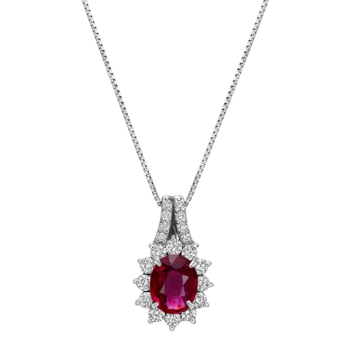 Oval Ruby Diamond Cluster Pendant | Betteridge Intended For 2019 Ruby And Diamond Cluster Necklaces (View 23 of 25)