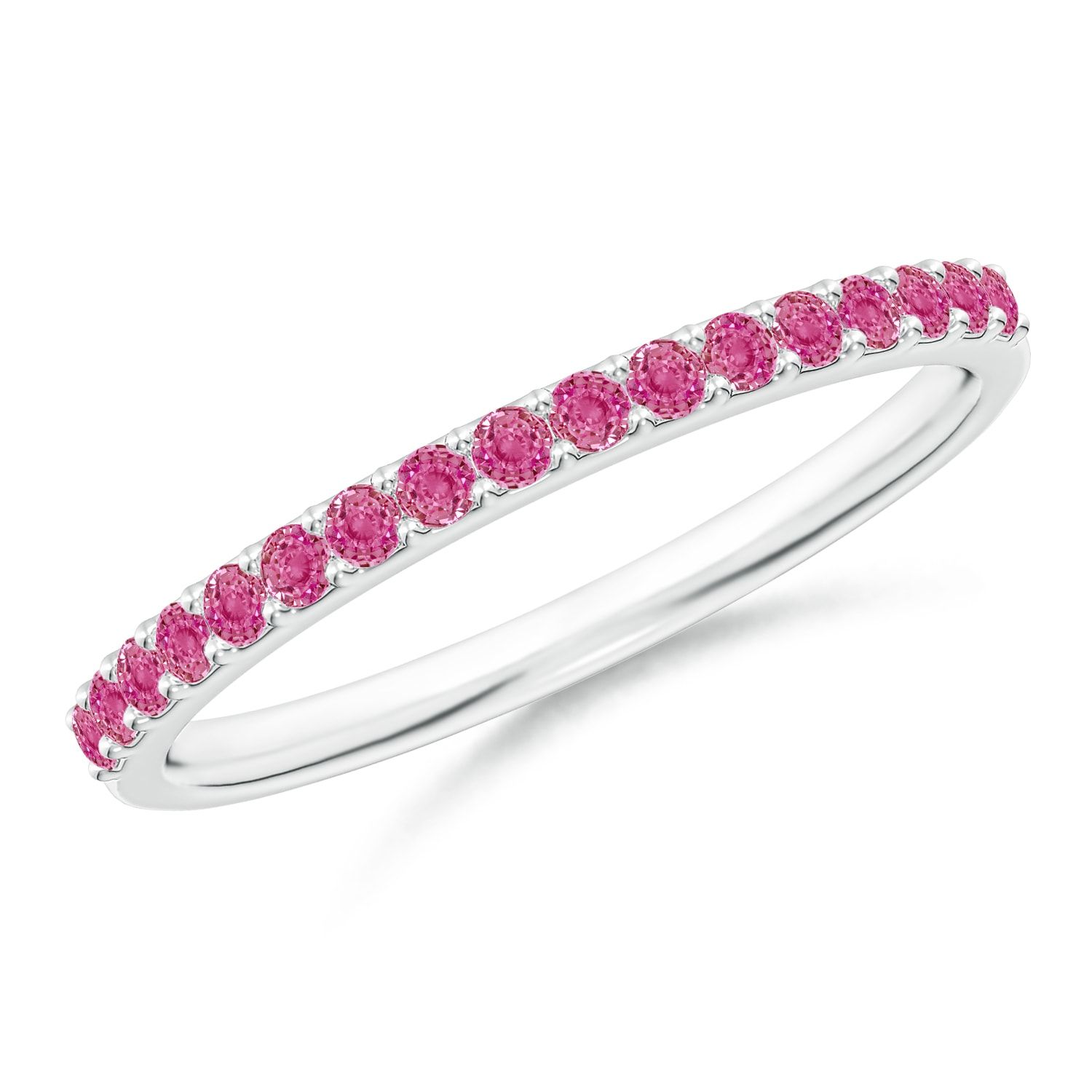 Prong Set Half Eternity Round Pink Sapphire Wedding Band With 2017 Prong Set Round Brilliant Sapphire And Diamond Wedding Bands (View 10 of 25)