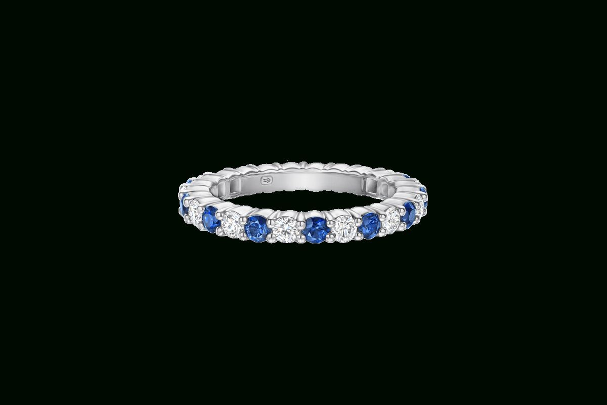 Prong Set Sapphire And Diamond Wedding Band | Harry Winston With Most Recently Released Prong Set Round Brilliant Ruby And Diamond Wedding Bands (View 2 of 25)