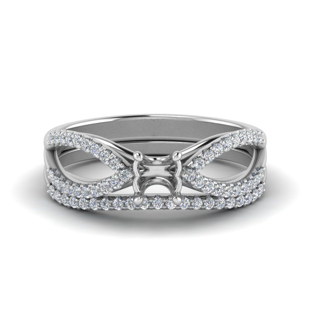 Reverse Pave Split Shank Wedding Ring Set With Most Current Partial Micropavé Diamond Wedding Bands (View 14 of 25)