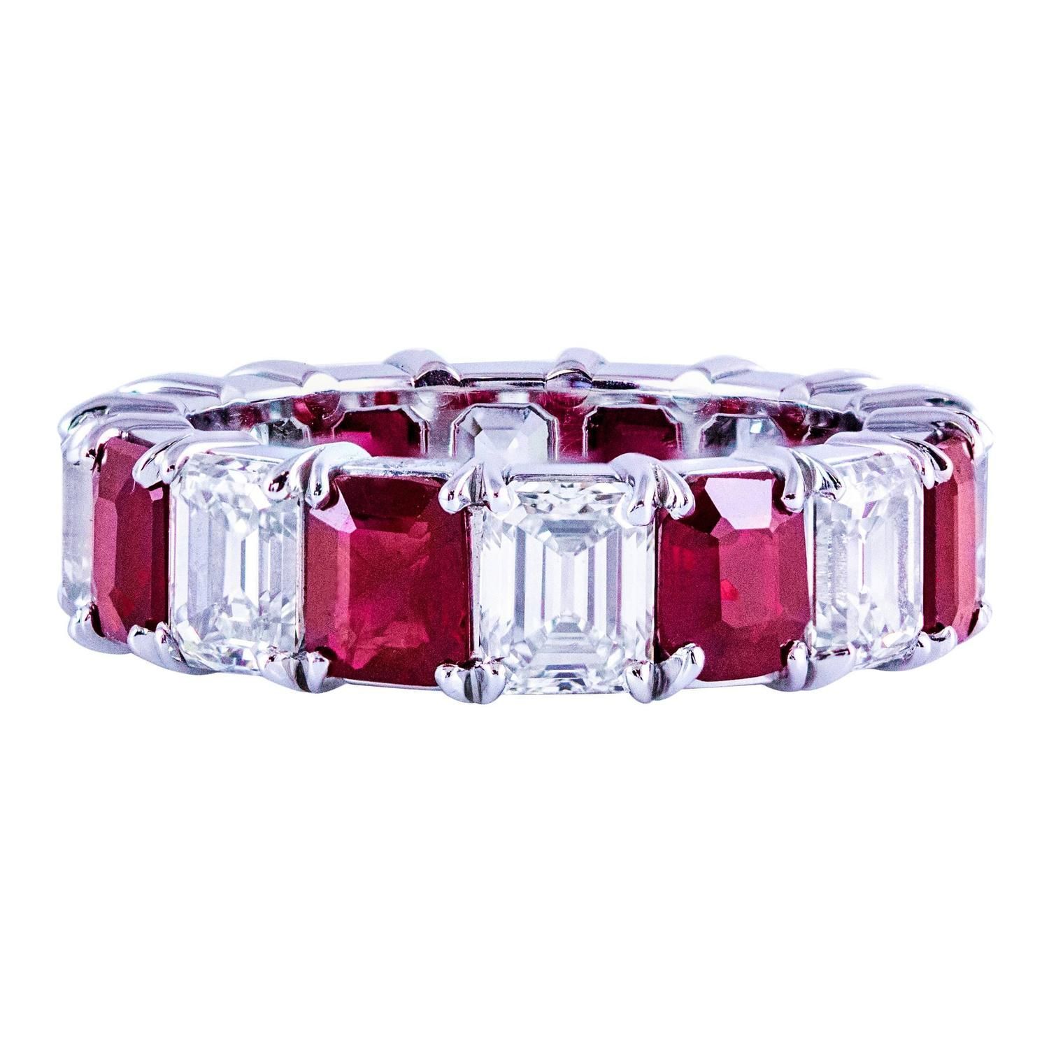 Roman Malakov Ruby Platinum Cut Eternity Wedding Band | Ruby In Most Current Prong Set Round Brilliant Ruby And Diamond Wedding Bands (View 5 of 25)