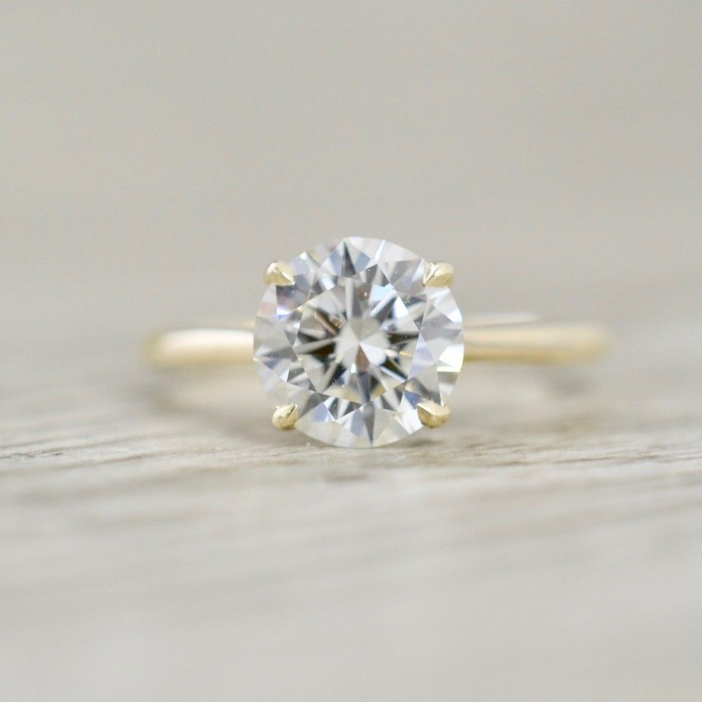 Round Brilliant In A Open Cathedral Solitaire Engagement Ring In Yellow In Solitaire Round Brilliant Engagement Rings (Photo 11 of 25)