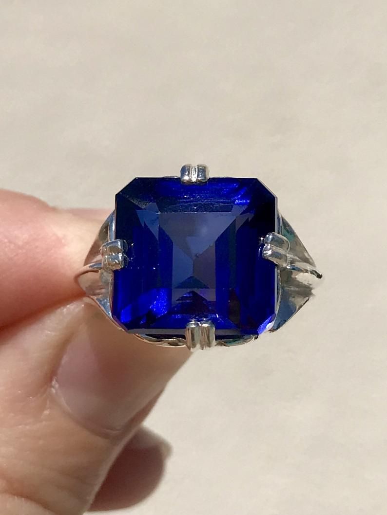 Royal Blue Sapphire Ring ~ Cushion Cut Sapphire Engagement Anniversary  Ring, Square Gemstone Ring Sterling Silver, Crazy Rich Asian Jewelry With Cushion Cut Sapphire Rings (View 23 of 25)