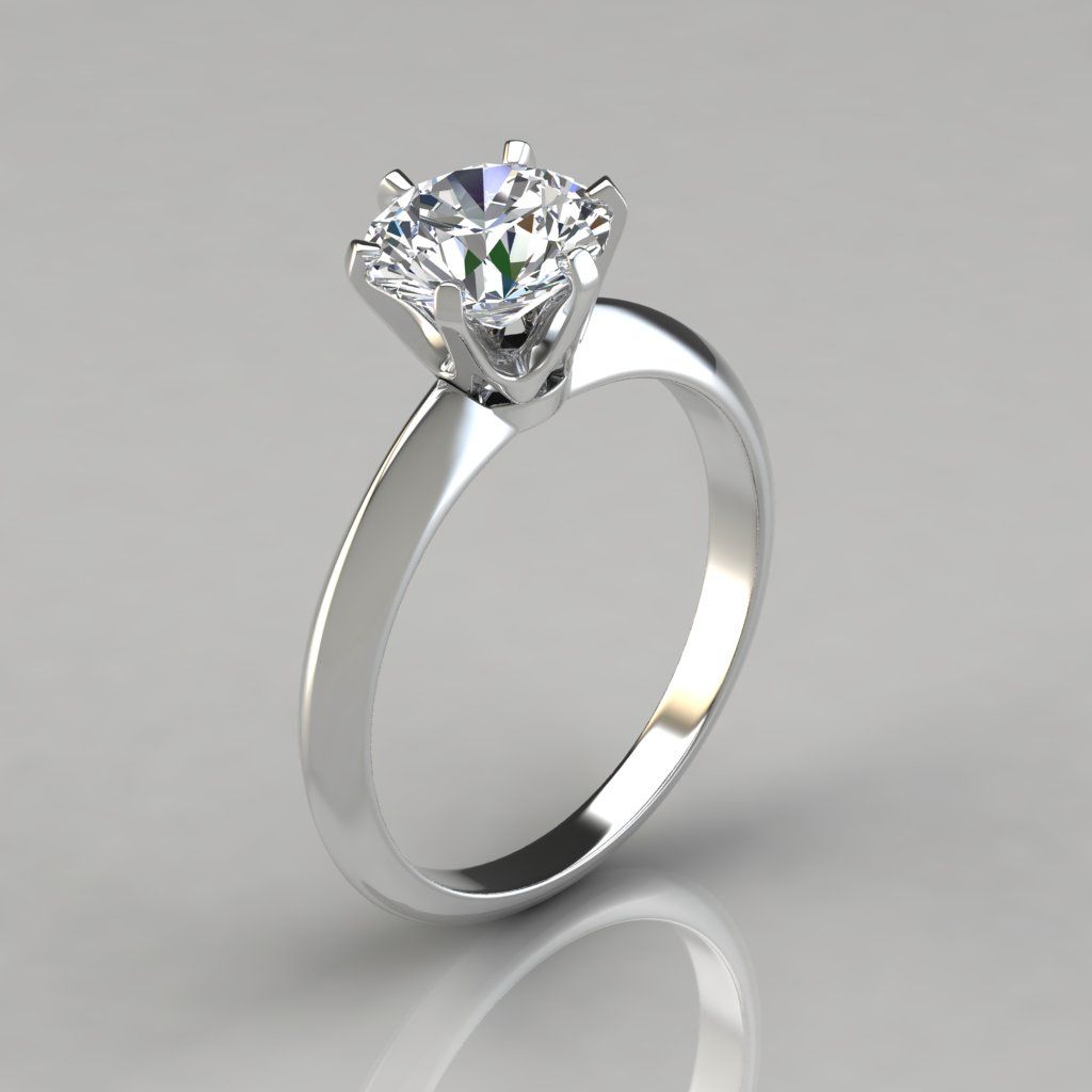 Six Prong Round Brilliant Solitaire Engagement Ring – Puregemsjewels Within Solitaire Round Brilliant Engagement Rings (View 9 of 25)