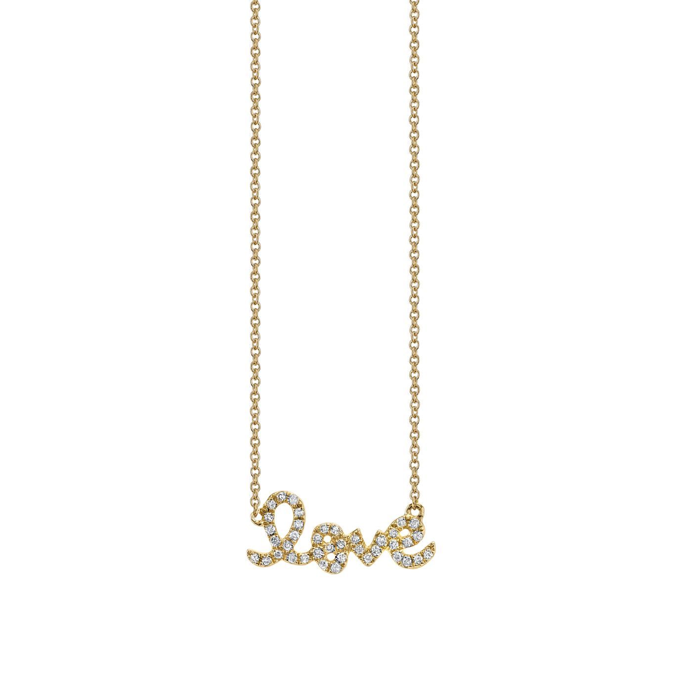Small Gold & Diamond Love Necklace Inside Latest Small Diamond Necklaces (View 11 of 25)