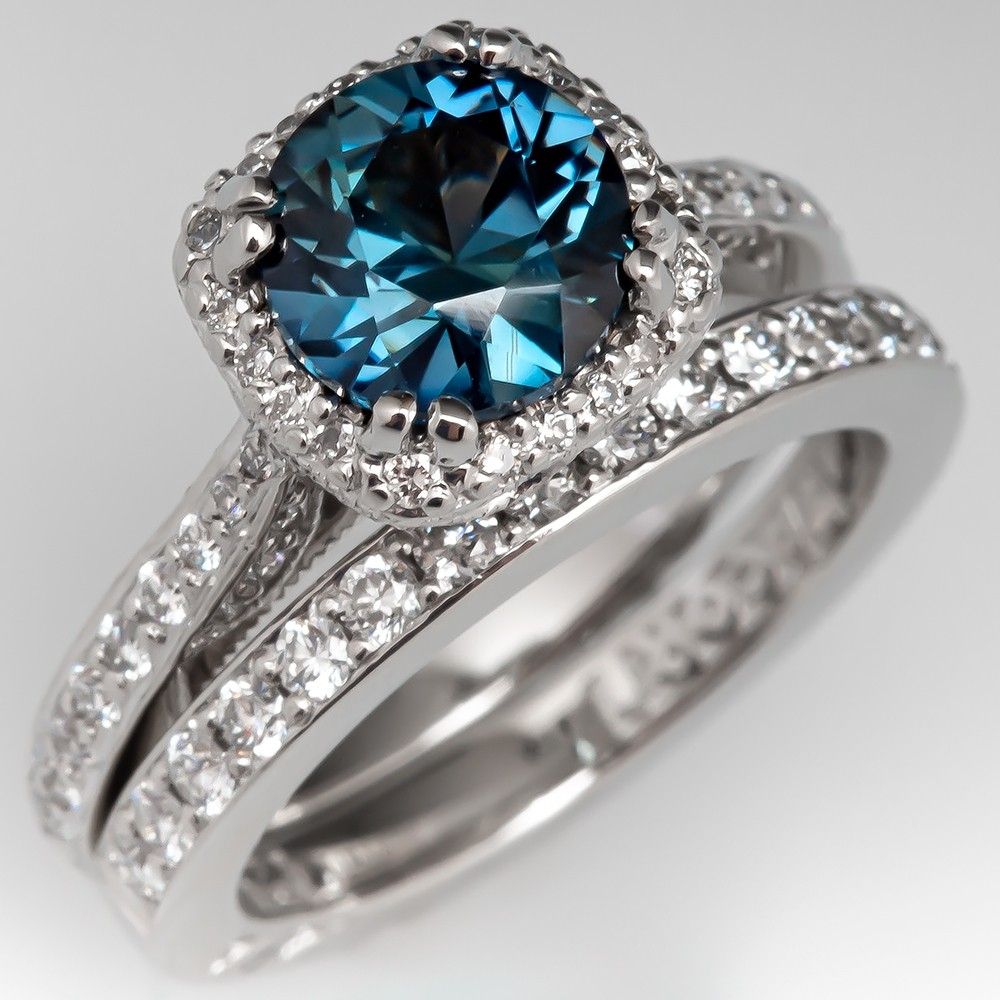 Tacori No Heat Blue Green Sapphire Engagement Ring Regarding 2017 Prong Set Round Brilliant Sapphire And Diamond Wedding Bands (View 17 of 25)