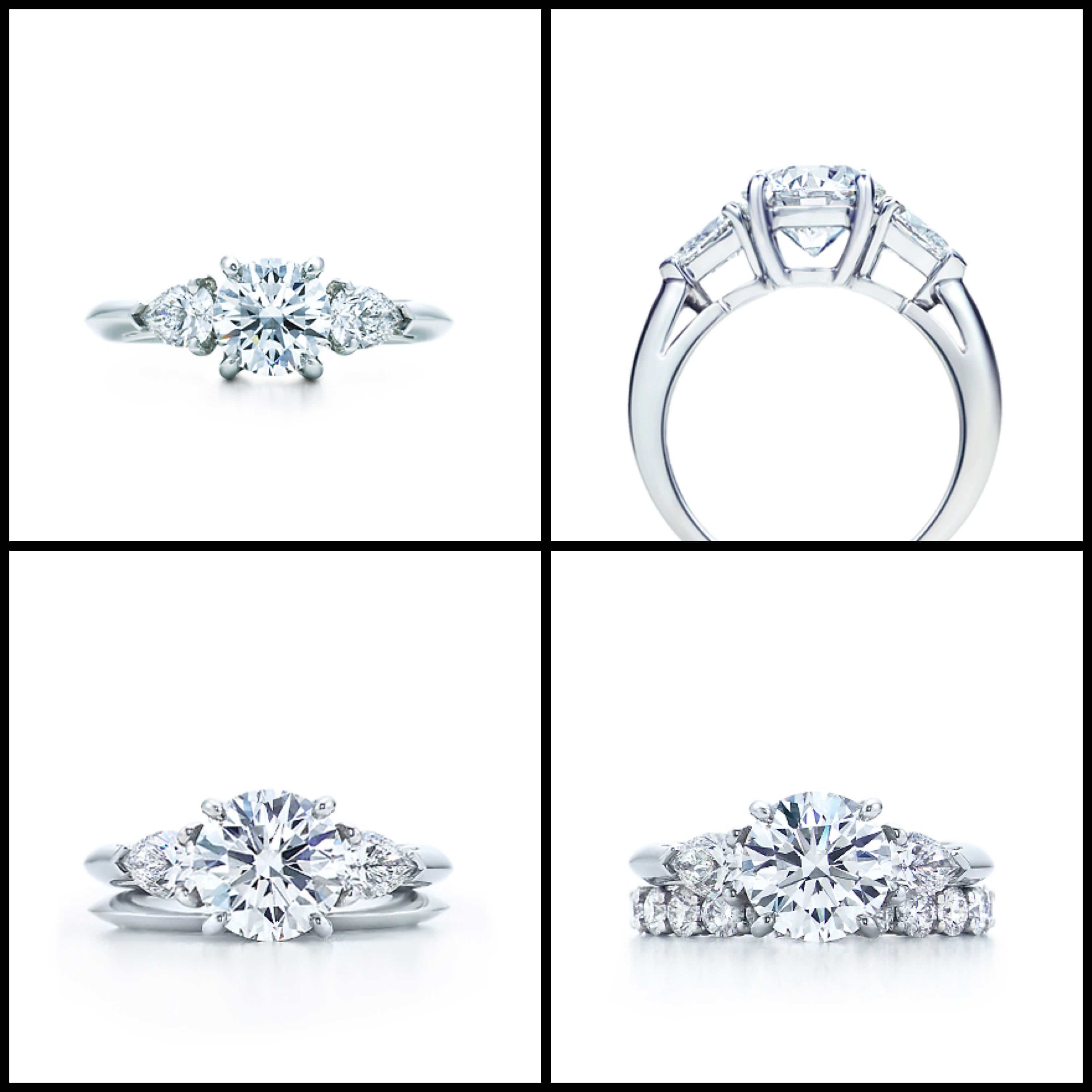 Tiffany Round Brilliant With Pear Shaped Side Stones Throughout Round Brilliant Engagement Rings With Pear Shaped Side Stones (View 13 of 25)