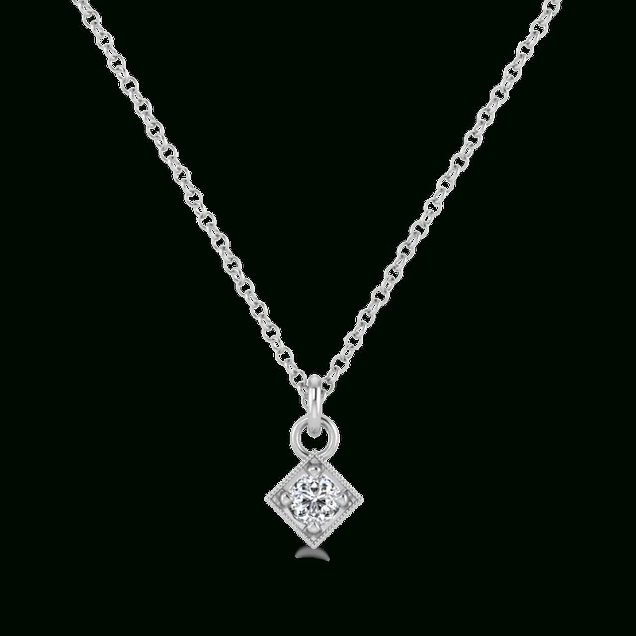 Tiny Square Diamond Necklace In 2020 Small Diamond Necklaces (View 9 of 25)