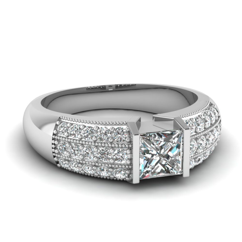 Triple Row Diamond Ring Within Triple Row Micropavé Diamond Engagement Rings (View 24 of 25)