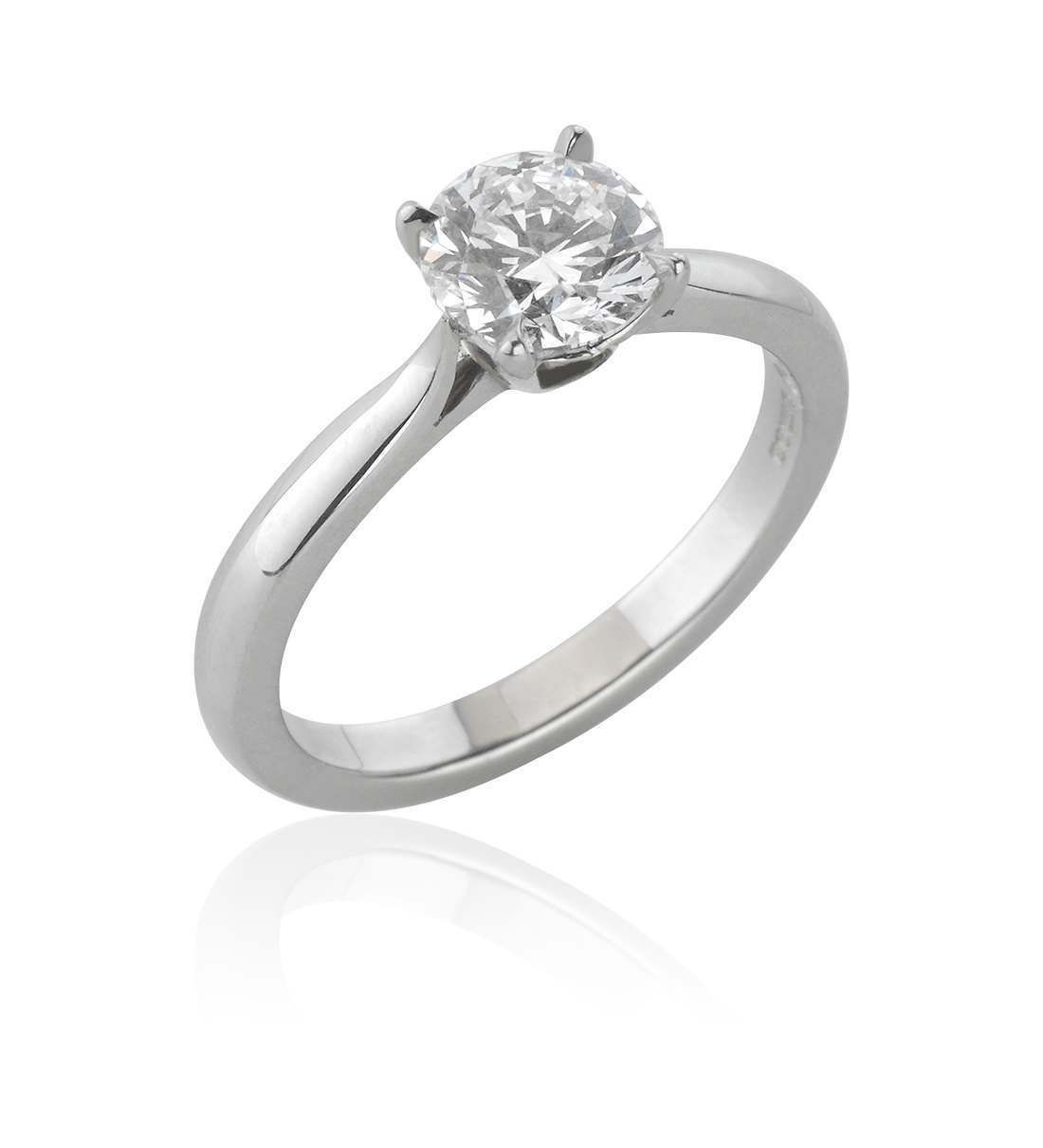 Victoria Platinum Single Stone Four Claw Set Round Brilliant Cut Diamond  Ring With Round Brilliant Diamond Engagement Rings (View 20 of 25)