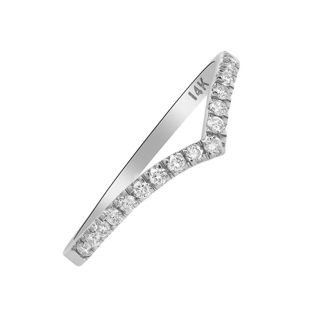 Women 4.5mm 14k White Gold Wedding Band 0.23ct Diamond V Shape Anniversary  Ring | Ebay Throughout Best And Newest V Shape Diamond Wedding Bands (Photo 25 of 25)