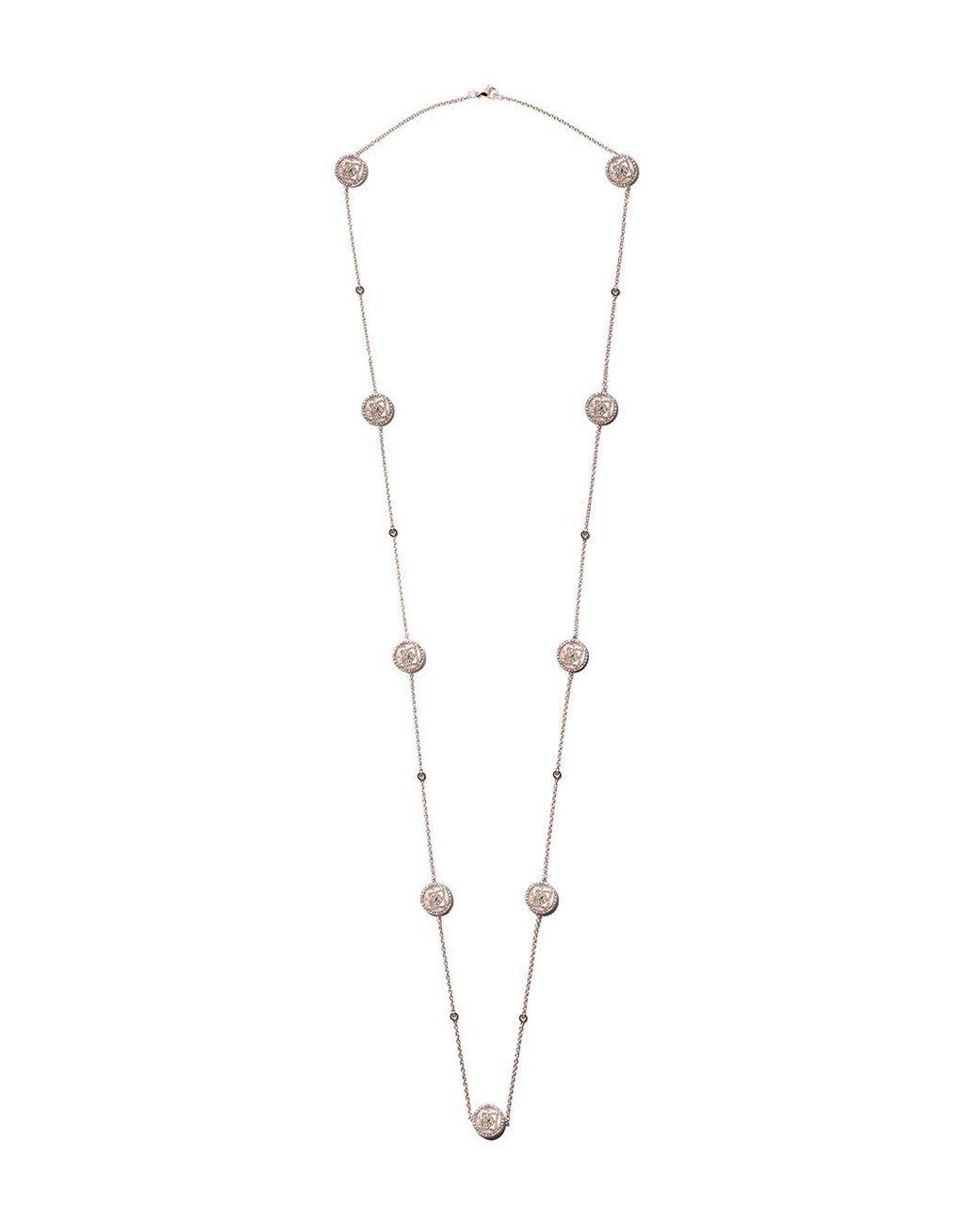 Women's Metallic 18kt Rose Gold Enchanted Lotus Mother Of Pearl Diamond  Sautoir Necklace Pertaining To Most Up To Date Rose Gold Diamond Sautoir Necklaces (View 10 of 25)