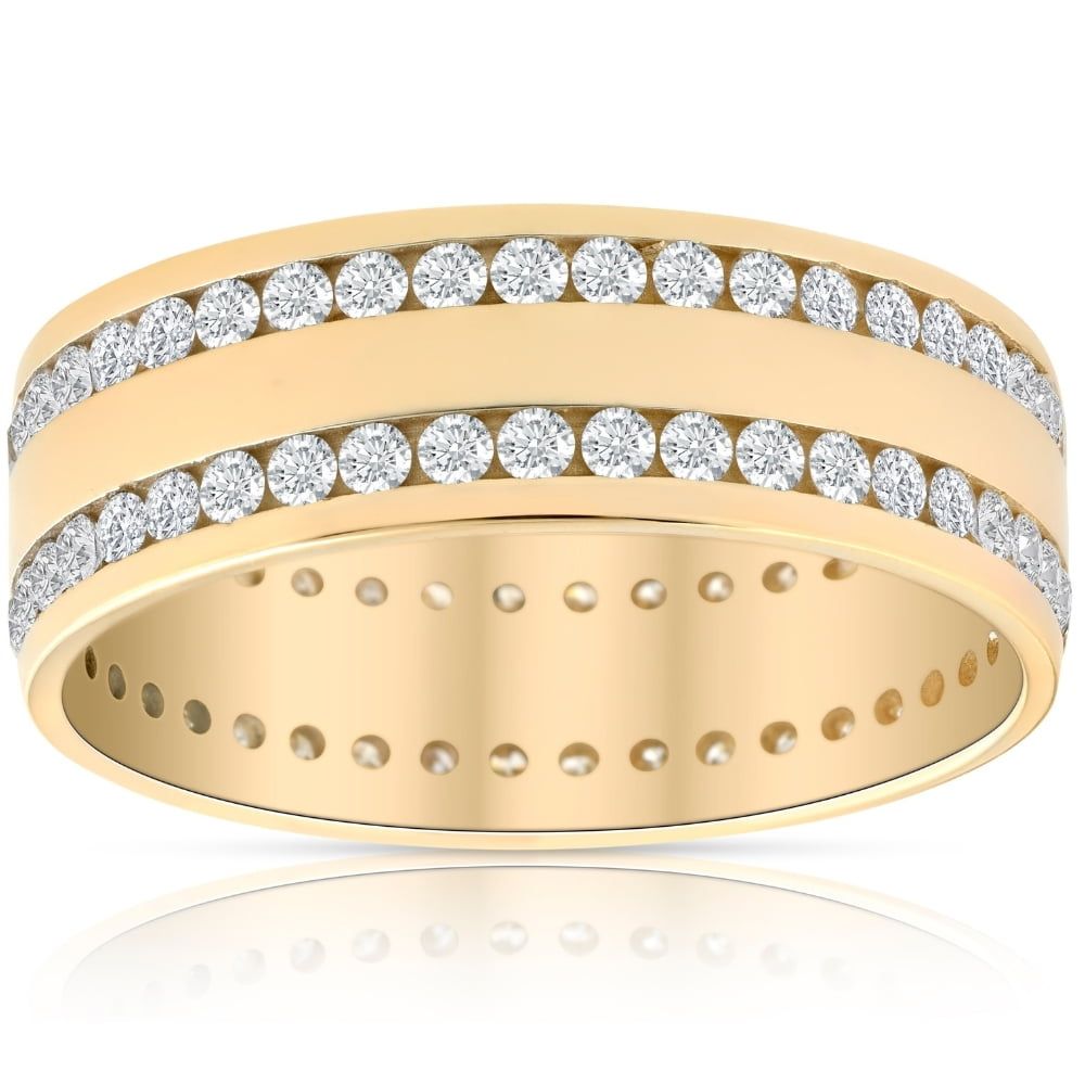 1 1/2ct Diamond Double Row Eternity Ring 14k Yellow Gold  (View 14 of 25)