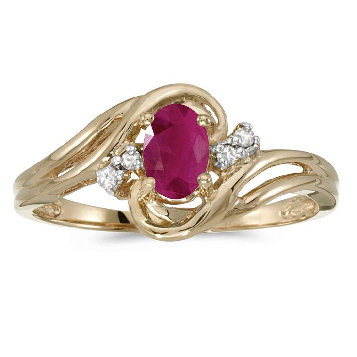 10k Yellow Gold Oval Ruby And Diamond Ring >>> We Appreciate You For  Viewing Our Picture (View 7 of 25)