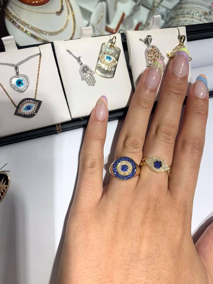 14 Kt Yellow Gold Evil Eye Sapphire And Diamond Ring – Richards Gems And  Jewelry Regarding Evil Eye Sapphire And Diamond Rings (View 7 of 25)