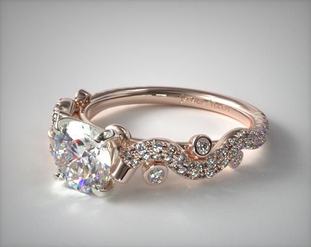 14k Rose Gold Bubbles And Bezel Diamond Engagement Ring Within Bubbles Bezel Diamond Rings (View 24 of 25)