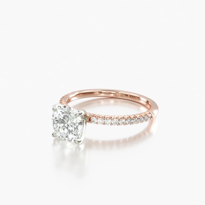 14k Rose Gold Petite Pavé Engagement Ring (flush Fit) Throughout Petite Pear Shape Diamond Rings With Pave (Photo 25 of 25)