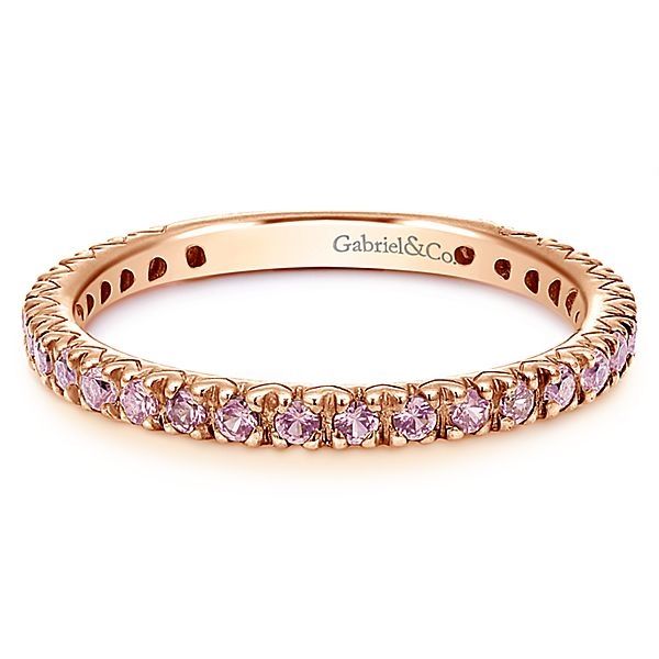 14k Rose Gold Pink Sapphire Stackable Ring With Regard To Stackable Pink Sapphire Rings (View 17 of 25)