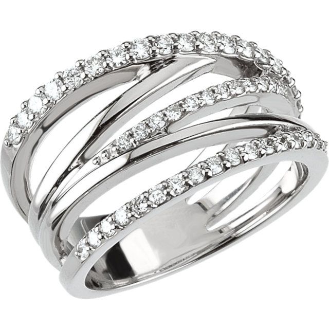 14k White Gold Diamond Criss Cross Ring | Donna Jewelry Co Inside Crisscross Diamond Rings (View 6 of 25)