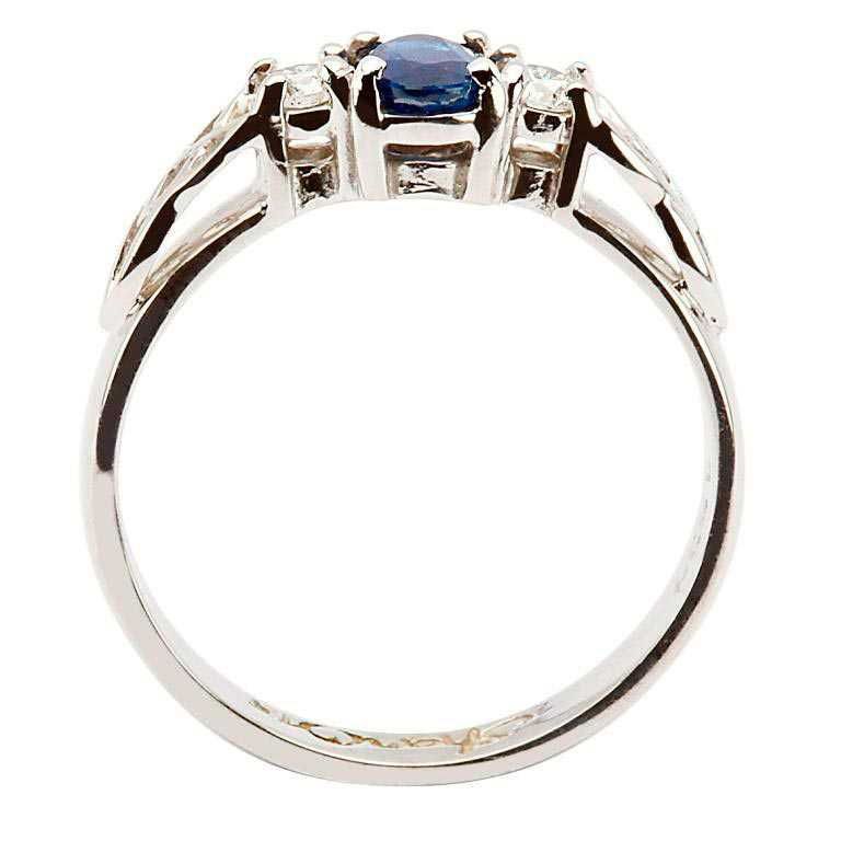 14k White Gold Oval Sapphire & Diamonds Celtic Trinity Engagement Ring In Oval Sapphire And Diamond Trinity Rings (View 9 of 25)