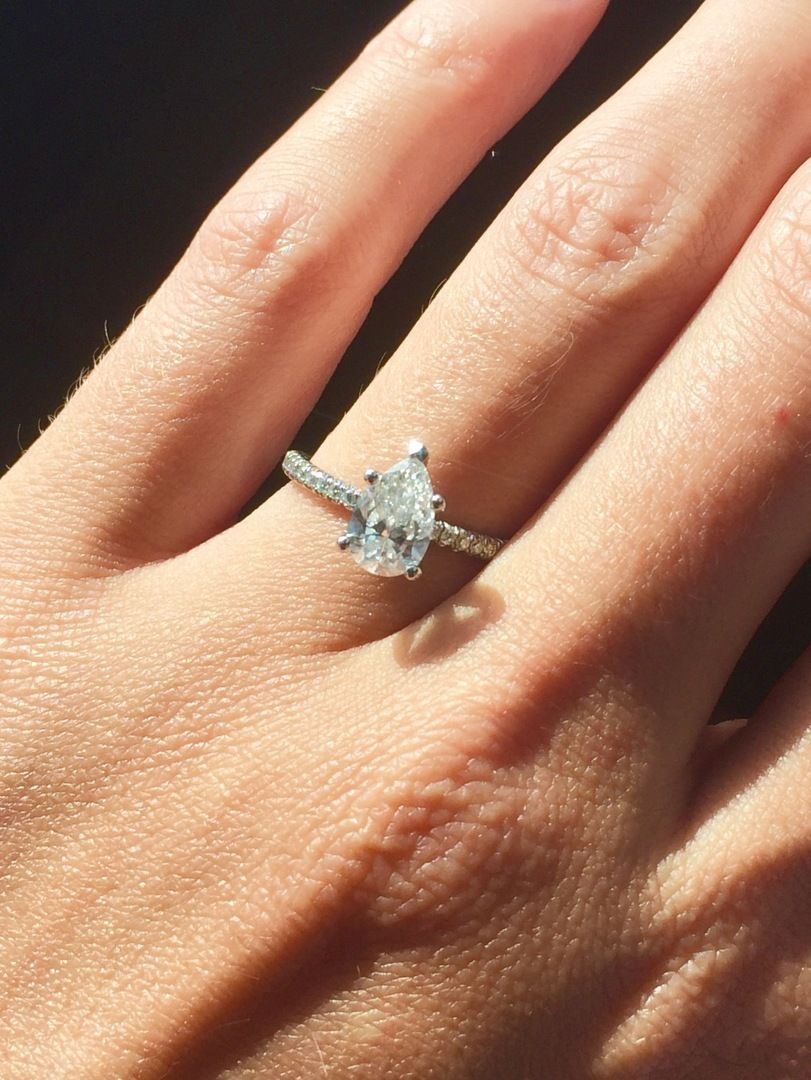 14k White Gold Petite Pavé Engagement Ring | Tear Drop Engagement Ring, Wedding  Rings Teardrop, Small Engagement Rings Pertaining To Petite Pear Shape Diamond Rings (View 3 of 25)