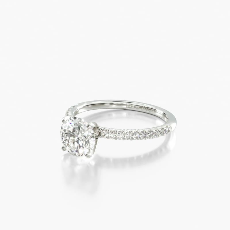 14k White Gold Petite Pavé Engagement Ring Within Petite 3 Diamonds Rings With Pave (View 19 of 25)