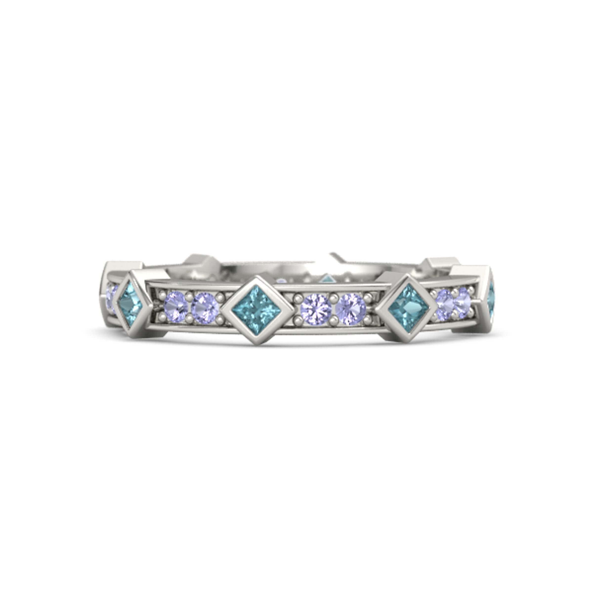 14k White Gold Ring With London Blue Topaz And Tanzanite | Princess In The  Round Ring | Gemvara With Blue Topaz Rings With Braided Gold Band (Photo 25 of 25)