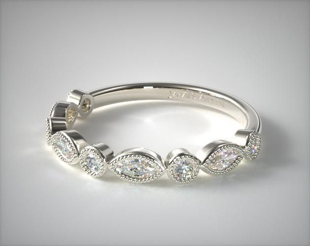 14k White Gold Round And Marquise Diamond Wedding Ring Inside Marquise Shape Eternity Band Rings With Round Diamonds (View 2 of 25)