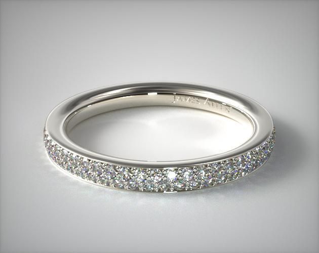 14k White Gold Two Row Pavé Diamond Eternity Ring With Regard To Double Row Eternity Rings (View 8 of 25)