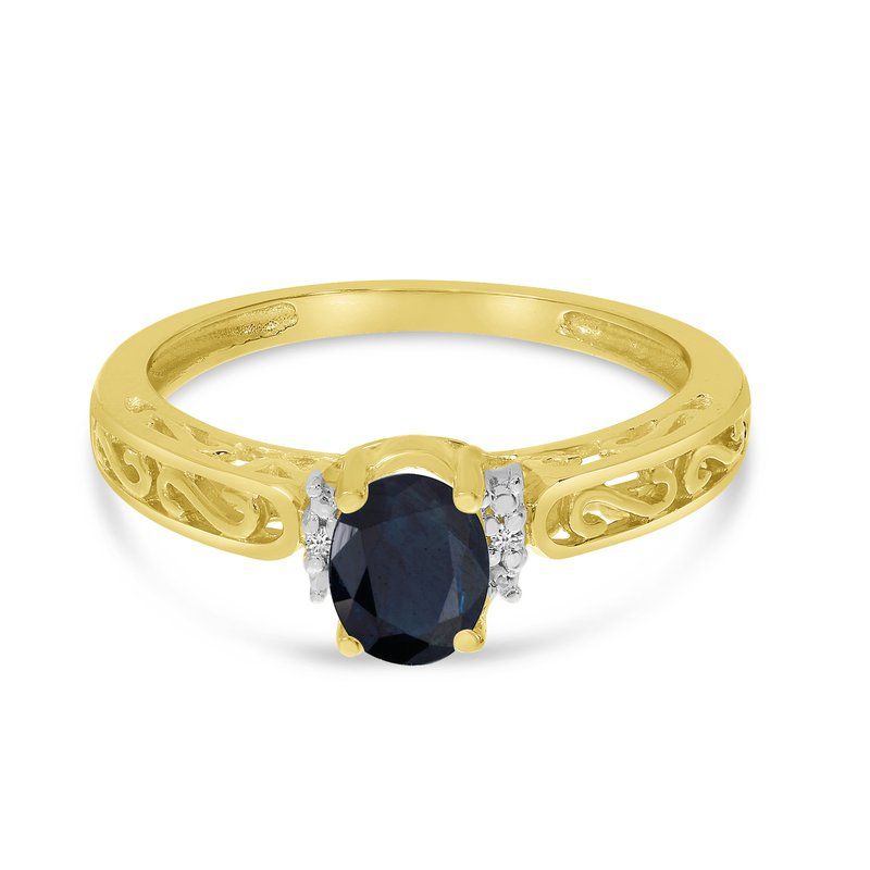 14k Yellow Gold Oval Sapphire And Diamond Ring – Img Jewelers Regarding Oval Sapphire And Diamond Trinity Rings (View 18 of 25)