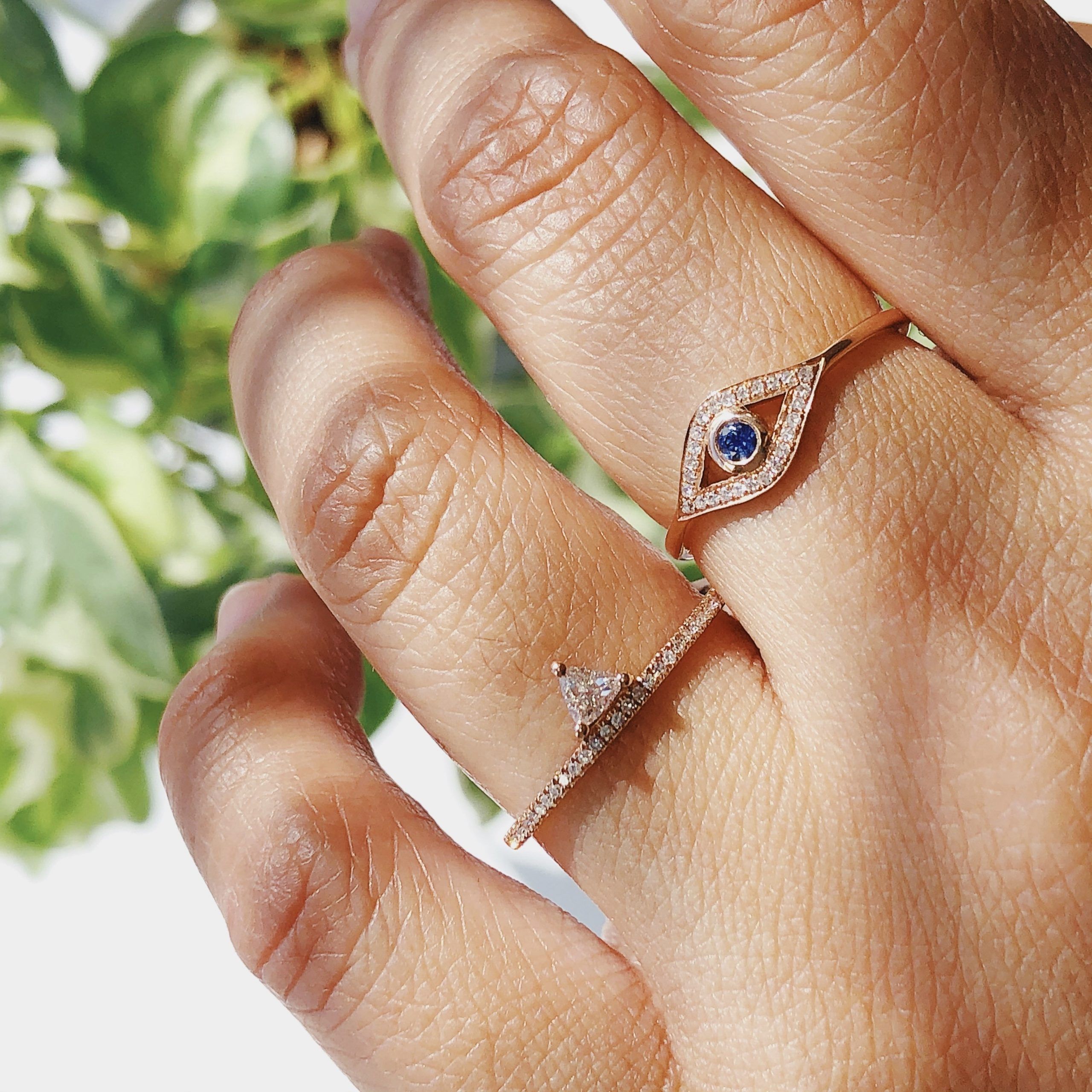 14kt White Gold Evil Eye Sapphire And Diamond Ring – Shop Within Evil Eye Sapphire And Diamond Rings (View 1 of 25)