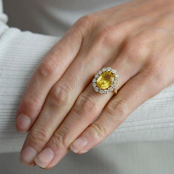 17 Photos With Yellow Diamond Rings Glamhere | Yellow Sapphire Rings,  Ladies Diamond Rings, Sapphire Wedding Rings Within Yellow Sapphire And Diamond Rings (View 19 of 25)