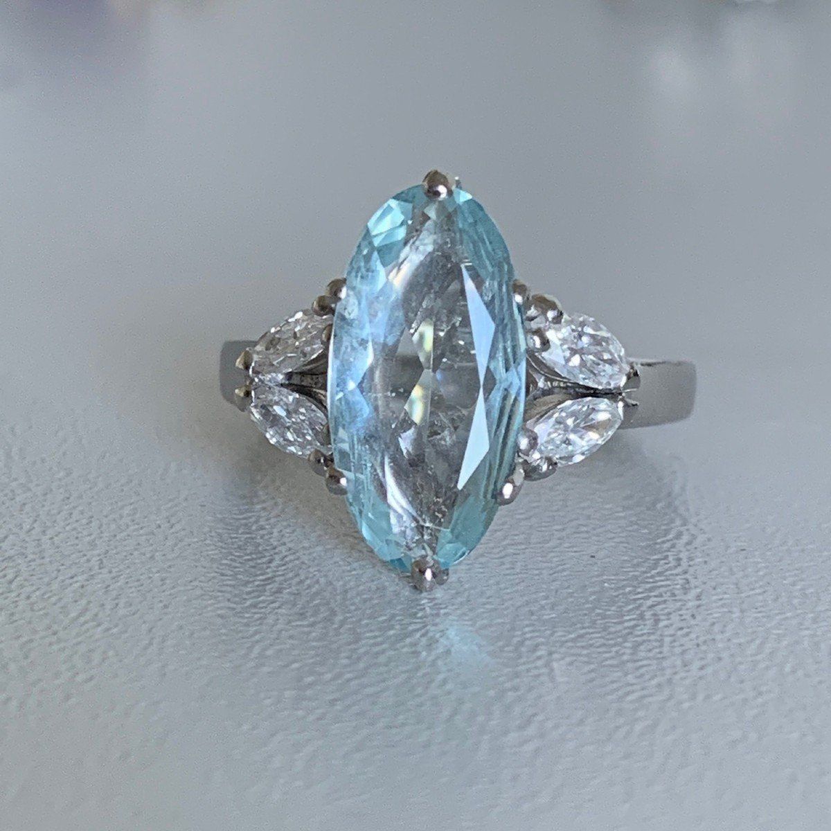 1754 – Aquamarine Diamond Ring – Rings With Aquamarine And Diamond Rings (View 3 of 25)