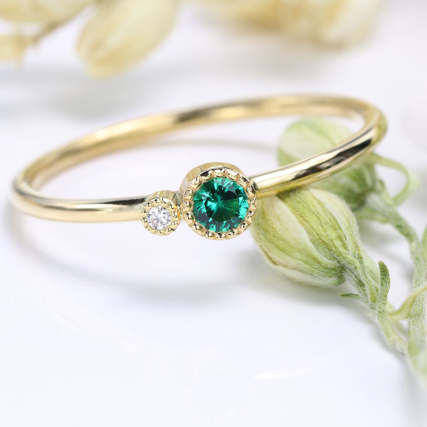 18ct Gold Emerald Birthstone Stacking Ring Lilia Nash Jewellery Within Dainty Gemstone Stack Rings (View 23 of 25)