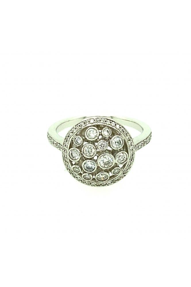 18ct White Gold Fancy Bubble Cluster Diamond Ring Rubbed Over & Pave Set  Round Brilliant  (View 16 of 25)