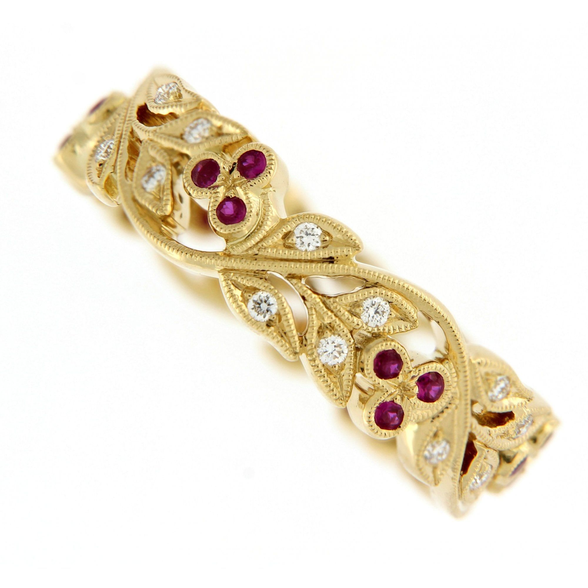 18ct Yellow Gold Ruby & Diamond Full Eternity Ring With Ruby Eternity Rings (View 16 of 25)