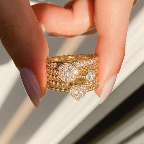 18k Stackable Rings | Natural Gemstone Rings | Maidor Jewelry Throughout Bubbles Diamond Bezel Row Rings (View 15 of 25)