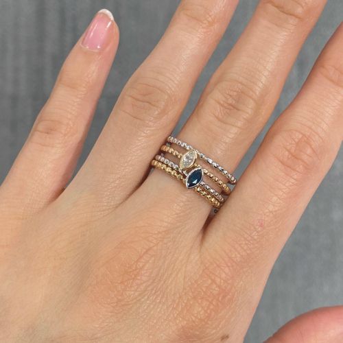 18k Stackable Rings | Natural Gemstone Rings | Maidor Jewelry With Regard To Marquise Sapphire Thin Beaded Stack Rings (View 4 of 25)