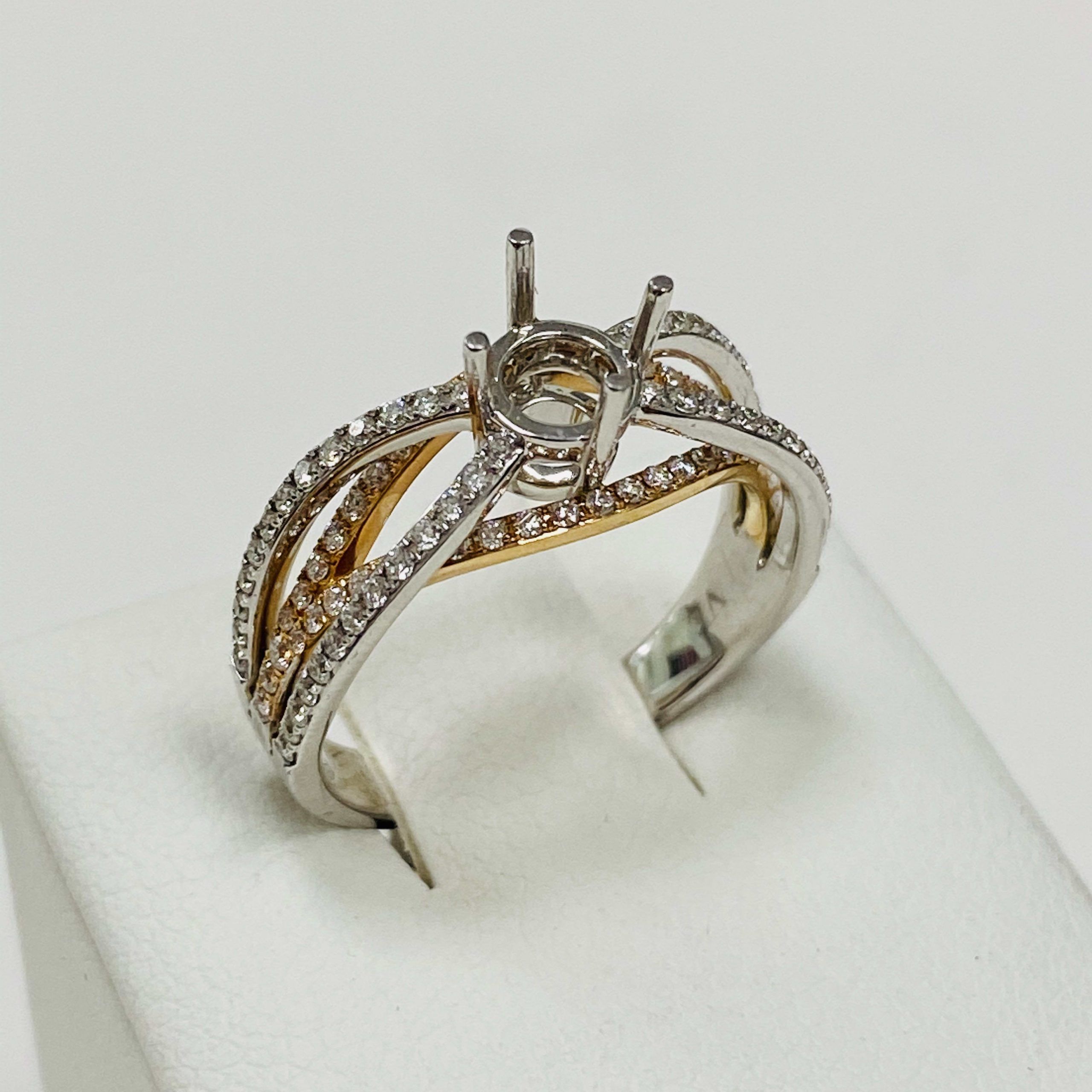 18k Two Tone Criss Cross Diamond Engagement Ring – Union Street Jewelers For Crisscross Diamond Rings (View 25 of 25)