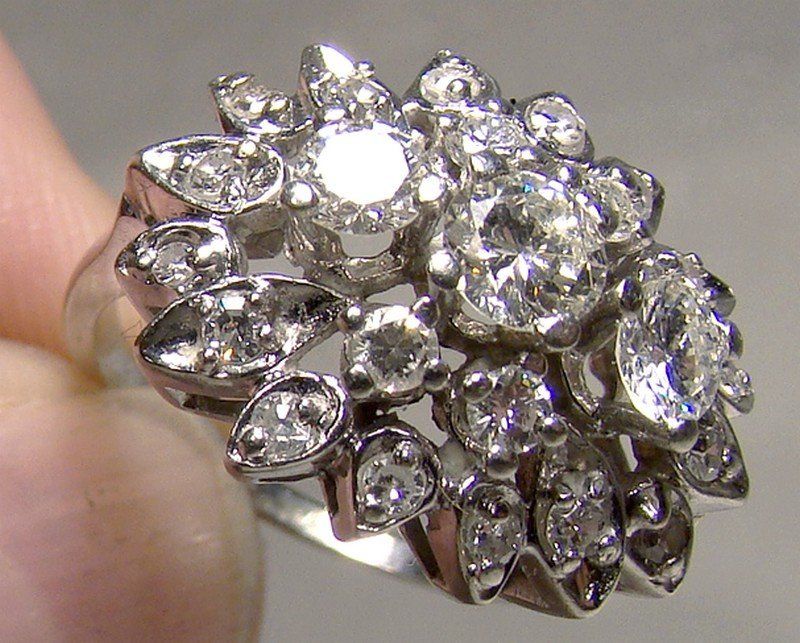 18k White Gold Diamonds Cluster Cocktail Ring 1950s 18 K Size 6 (item  #1328247) Inside Diamond Cluster Circle Cocktail Rings (View 7 of 25)