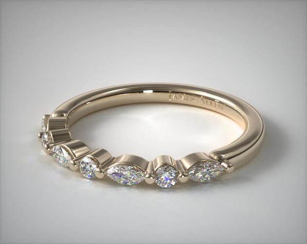 18k Yellow Gold Marquise And Round Alternating Diamond Ring Throughout Marquise Shape Eternity Band Rings With Round Diamonds (View 16 of 25)