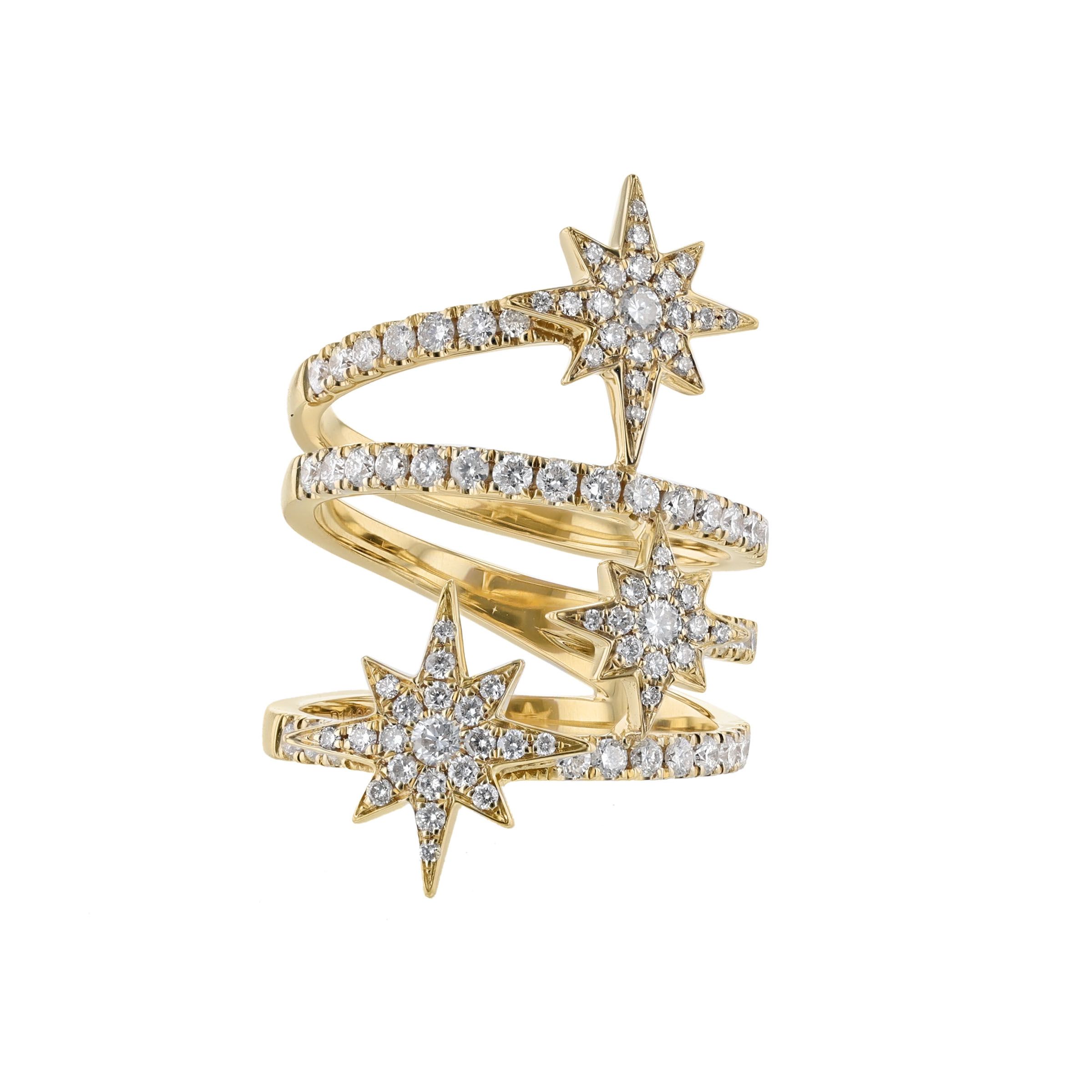 18k Yellow Gold Star Diamond Wrap Around Ring – Nazar's & Co (View 24 of 25)