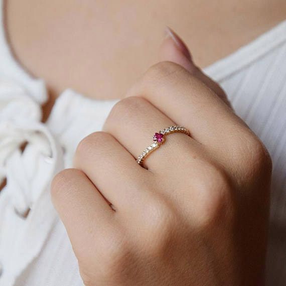 25 Ruby Engagement Rings For Stylish Brides | Who What Wear With Ruby And Diamond Link Rings (View 21 of 25)