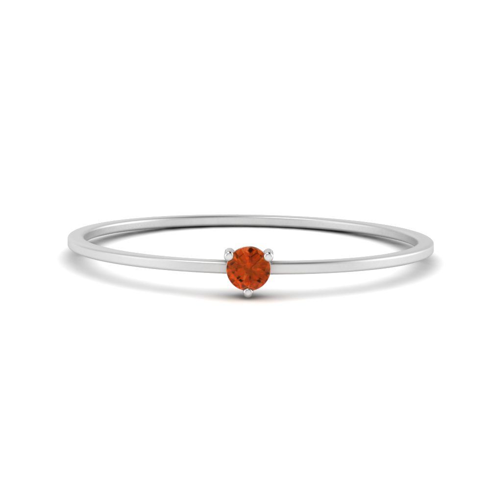 3 Prong Round Orange Sapphire Tiny Band Ring In 18k White Gold |  Fascinating Diamonds With Regard To Stackable Dark Orange Sapphire Rings (View 15 of 25)