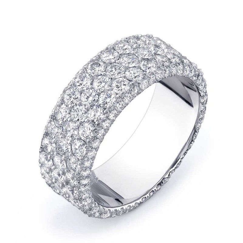 3 Row Diamond Eternity Band – Diamond Eternity Ring – Ladies Wedding Rings  – Wedding Rings Within Triple Row Eternity Rings (View 13 of 25)