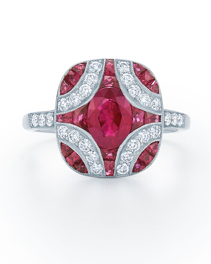 34 Royal Ruby Engagement Rings | Martha Stewart With Ruby And Diamond Link Rings (View 12 of 25)