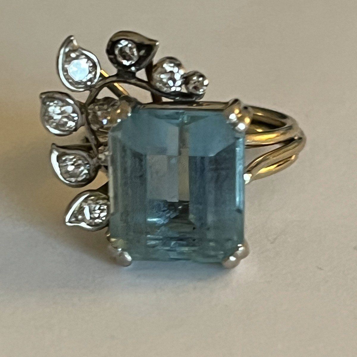 3756 – White Gold Aquamarine Diamond Ring – Rings Regarding Aquamarine And Diamond Rings (View 7 of 25)