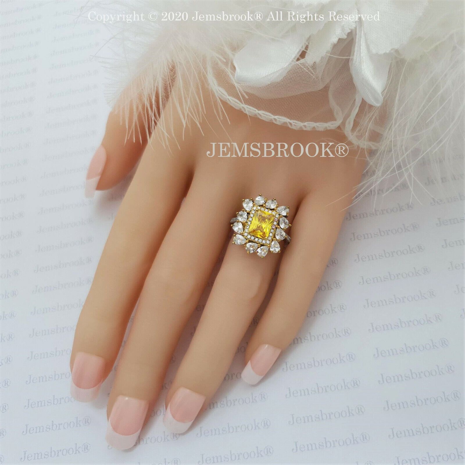 3ct Yellow Sapphire Ring Diamond Halo Solid Silver Platinum Finish Size N –   (View 23 of 25)