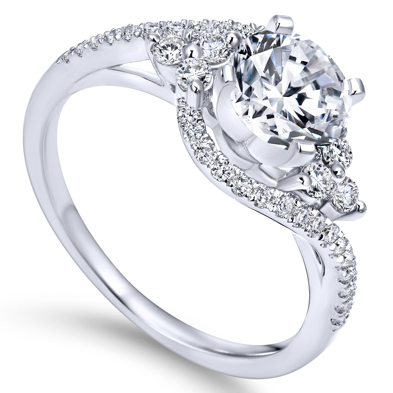 4k White Gold Bypass Engagement Ring Features Two Rows Of De | The Ring  Austin | Round Rock, Tx Regarding Gold Wraparound Rings With Diamonds (View 23 of 25)