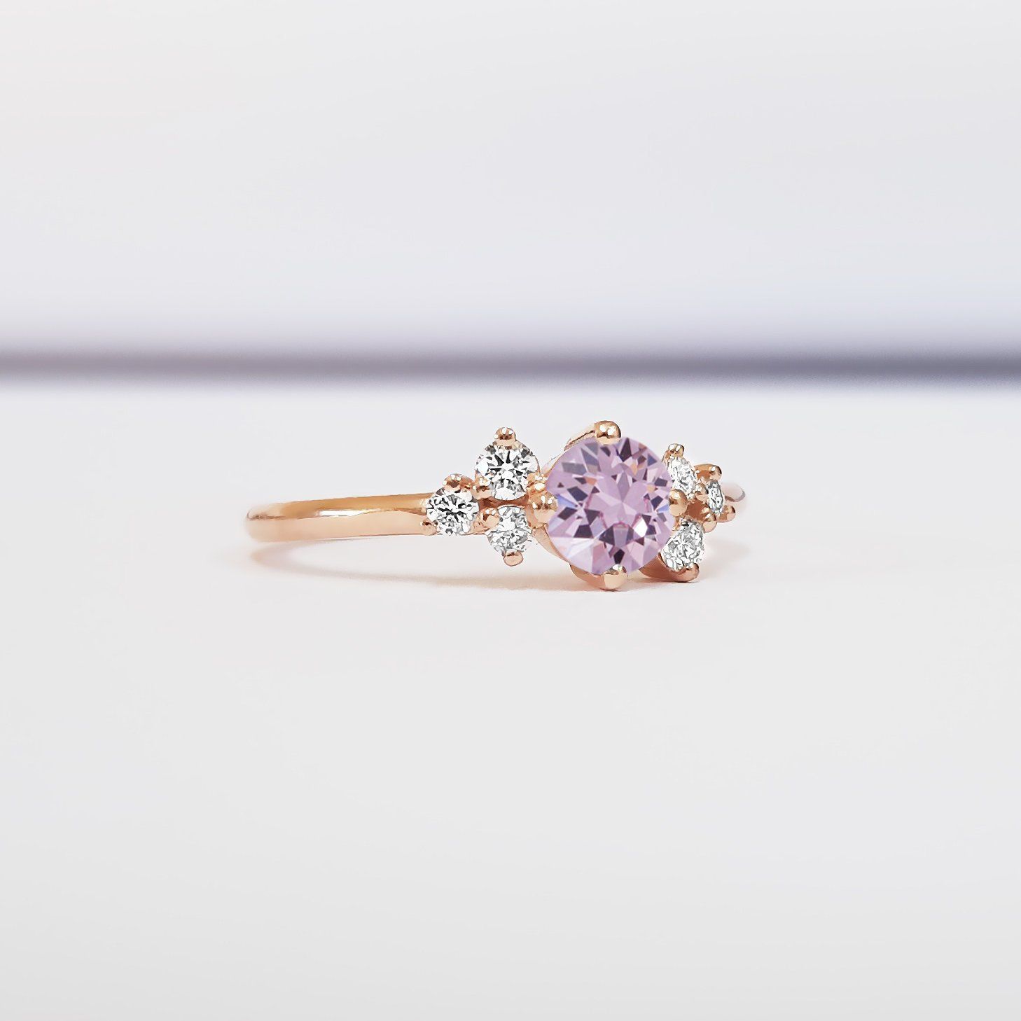 Amethyst And Diamond Cluster Engagement Ring In White/rose/yellow Gold Or  Platinum – Aardvark Jewellery With Regard To Amethyst And Diamonds Rings (View 11 of 25)